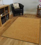 Luxury mustard wool rug with brick-inspired textured design
